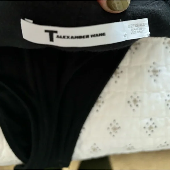 Alexander Wang Stretch Jersey Criss Cross Front Short Sleeve Bodysuit - Picture 9 of 11